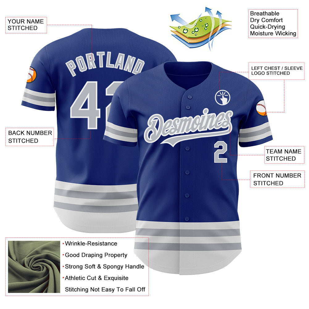Custom Royal Gray-White Line Authentic Baseball Jersey - Sky-Custom