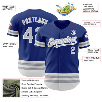 Custom Royal Gray-White Line Authentic Baseball Jersey - Sky-Custom
