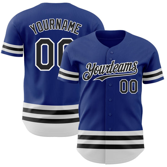 Custom Royal Black-White Line Authentic Baseball Jersey - Sky-Custom