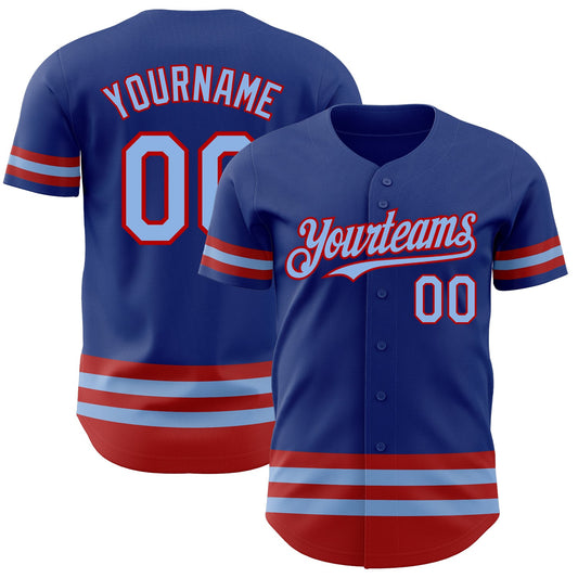 Custom Royal Light Blue-Red Line Authentic Baseball Jersey - Sky-Custom