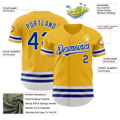 Custom Gold Royal-White Line Authentic Baseball Jersey - Sky-Custom