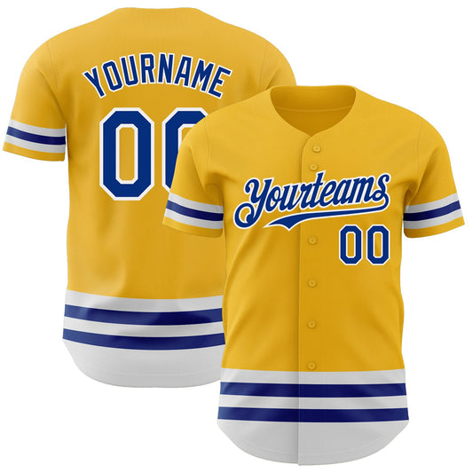 Custom Gold Royal-White Line Authentic Baseball Jersey - Sky-Custom
