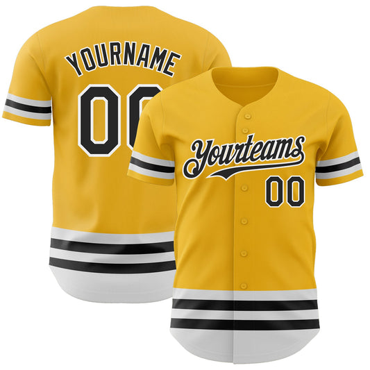 Custom Gold Black-White Line Authentic Baseball Jersey - Sky-Custom
