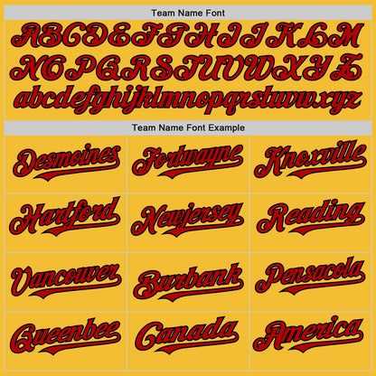 Custom Gold Red-Black Line Authentic Baseball Jersey - Sky-Custom
