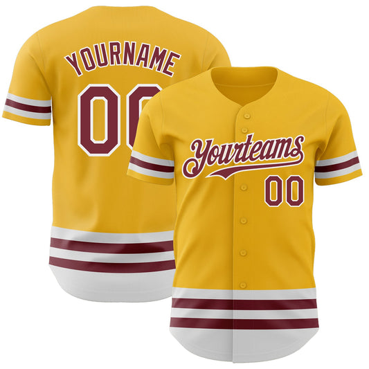 Custom Gold Burgundy-White Line Authentic Baseball Jersey - Sky-Custom