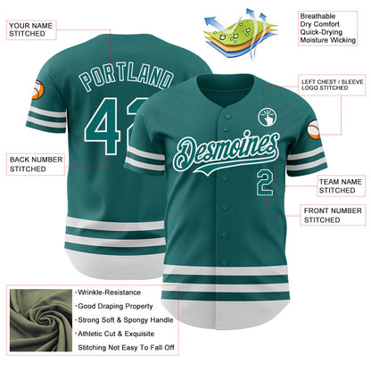Custom Teal White Line Authentic Baseball Jersey - Sky-Custom