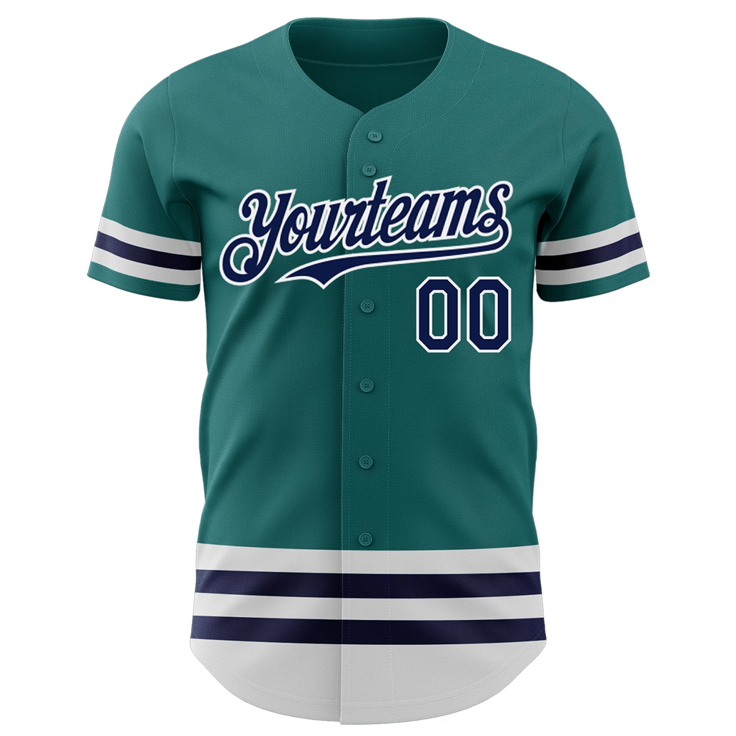 Custom Teal Navy-White Line Authentic Baseball Jersey - Sky-Custom