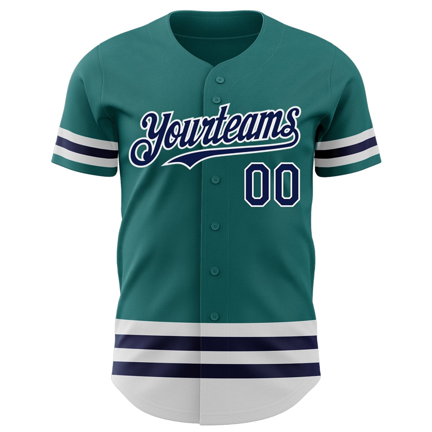 Custom Teal Navy-White Line Authentic Baseball Jersey - Sky-Custom