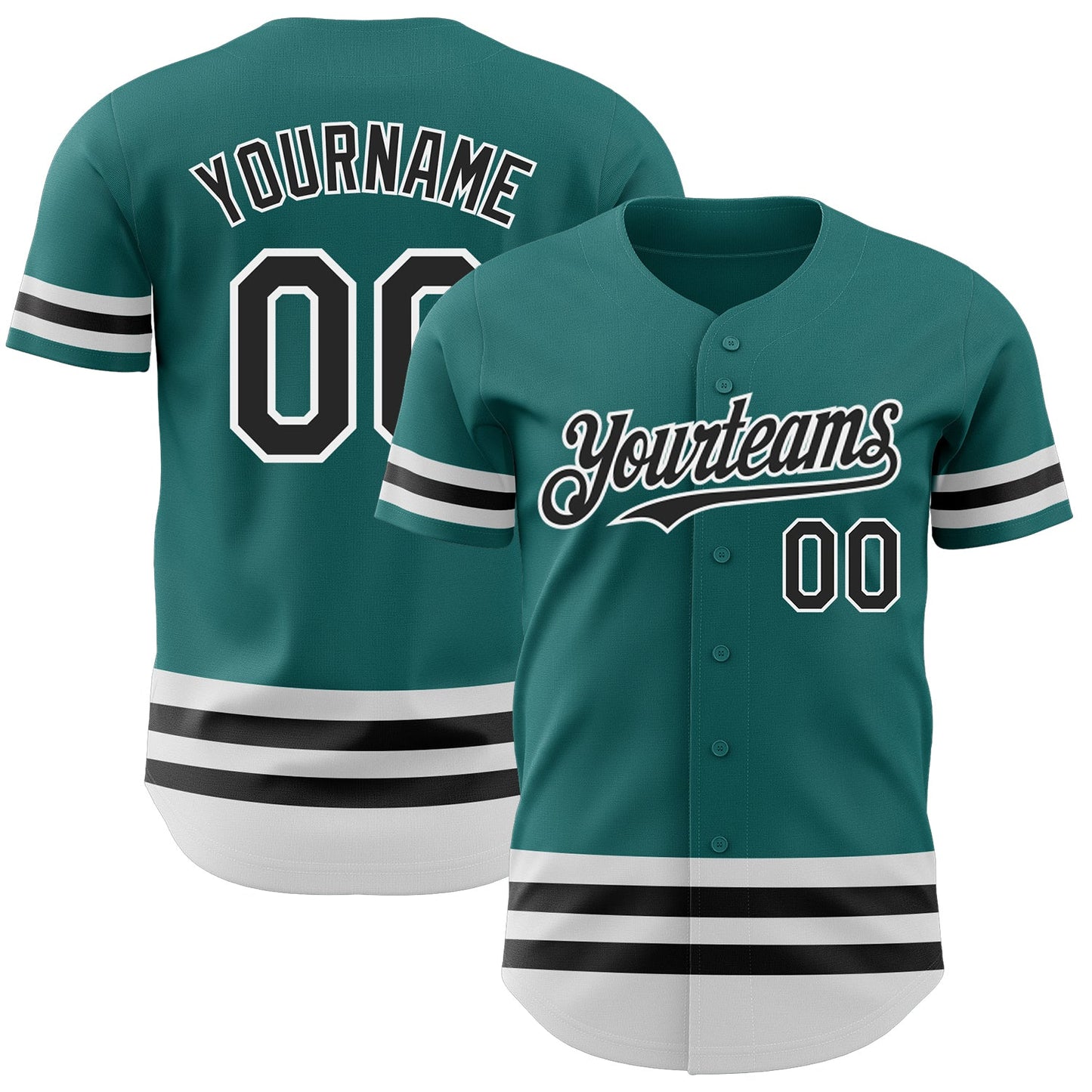 Custom Teal Black-White Line Authentic Baseball Jersey - Sky-Custom