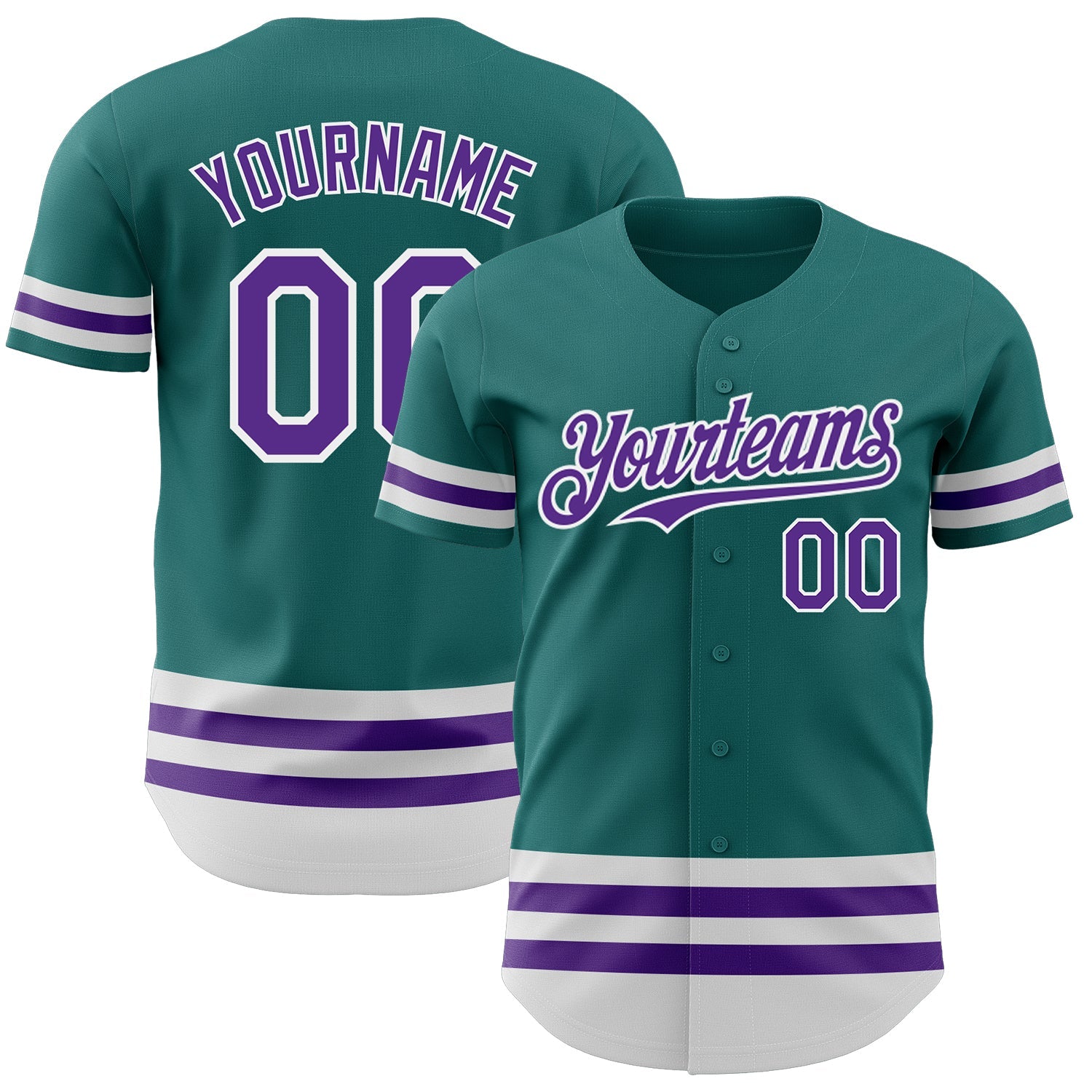 Custom Teal Purple-White Line Authentic Baseball Jersey - Sky-Custom