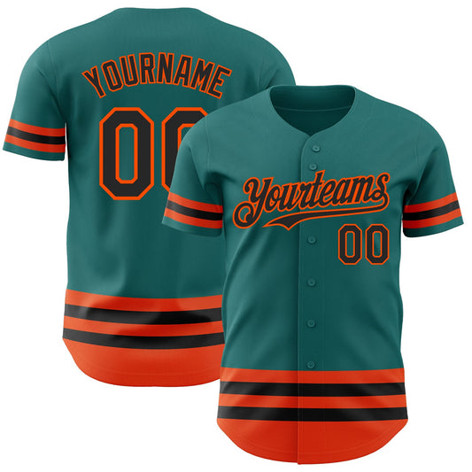 Custom Teal Black-Orange Line Authentic Baseball Jersey - Sky-Custom