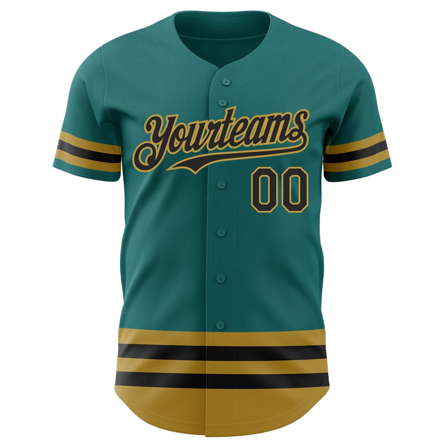 Custom Teal Black-Old Gold Line Authentic Baseball Jersey - Sky-Custom