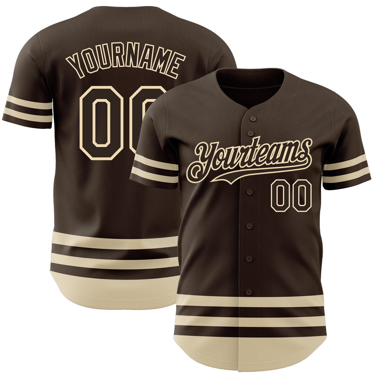 Custom Brown Cream Line Authentic Baseball Jersey - Sky-Custom