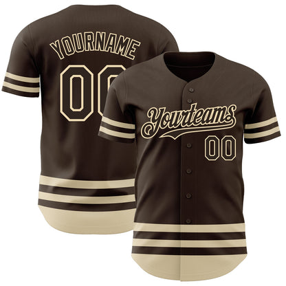 Custom Brown Cream Line Authentic Baseball Jersey - Sky-Custom