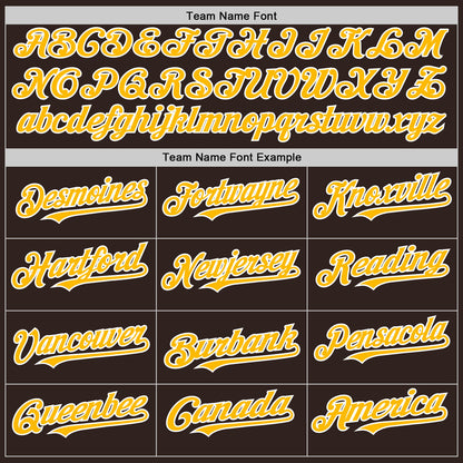 Custom Brown Gold-White Line Authentic Baseball Jersey - Sky-Custom