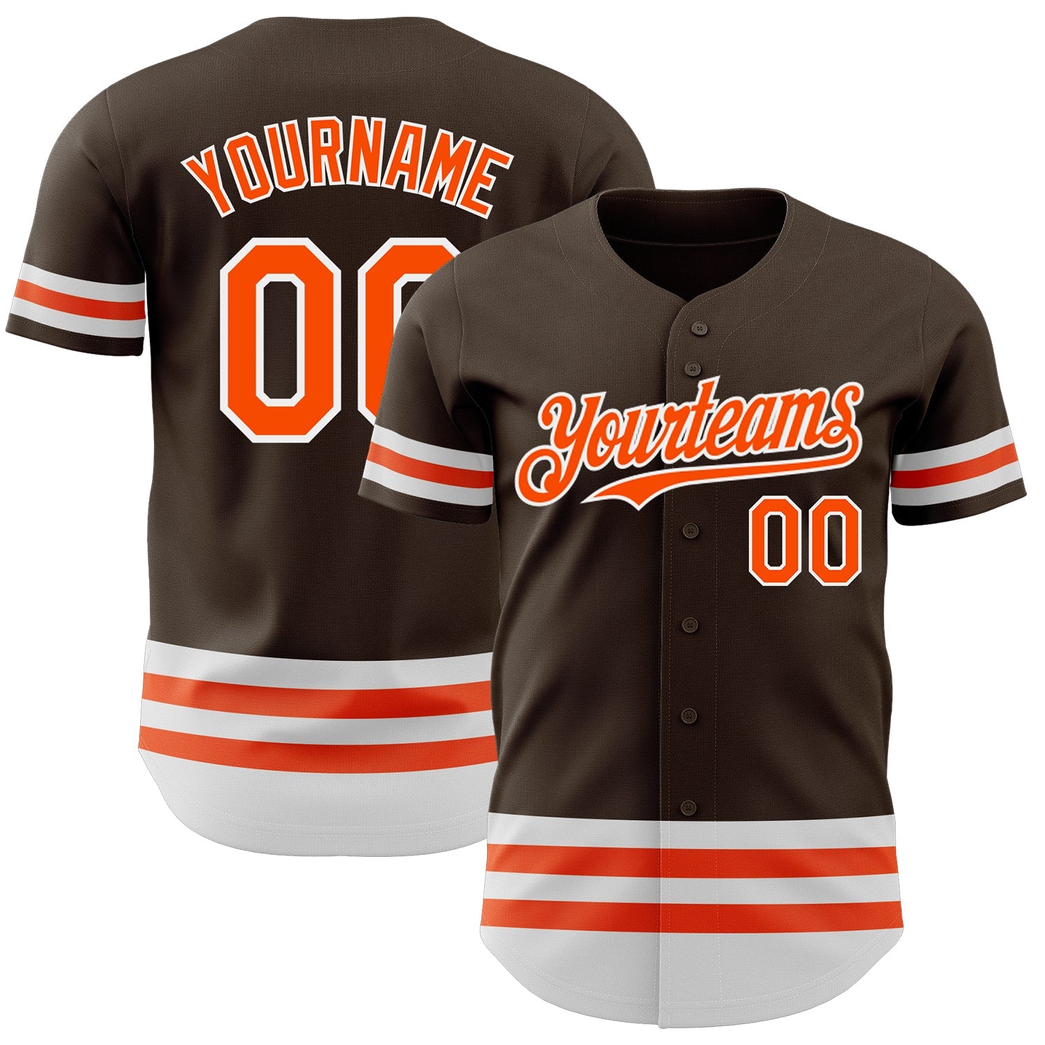 Custom Brown Orange-White Line Authentic Baseball Jersey - Sky-Custom