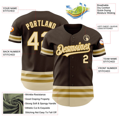 Custom Brown Cream-Old Gold Line Authentic Baseball Jersey - Sky-Custom