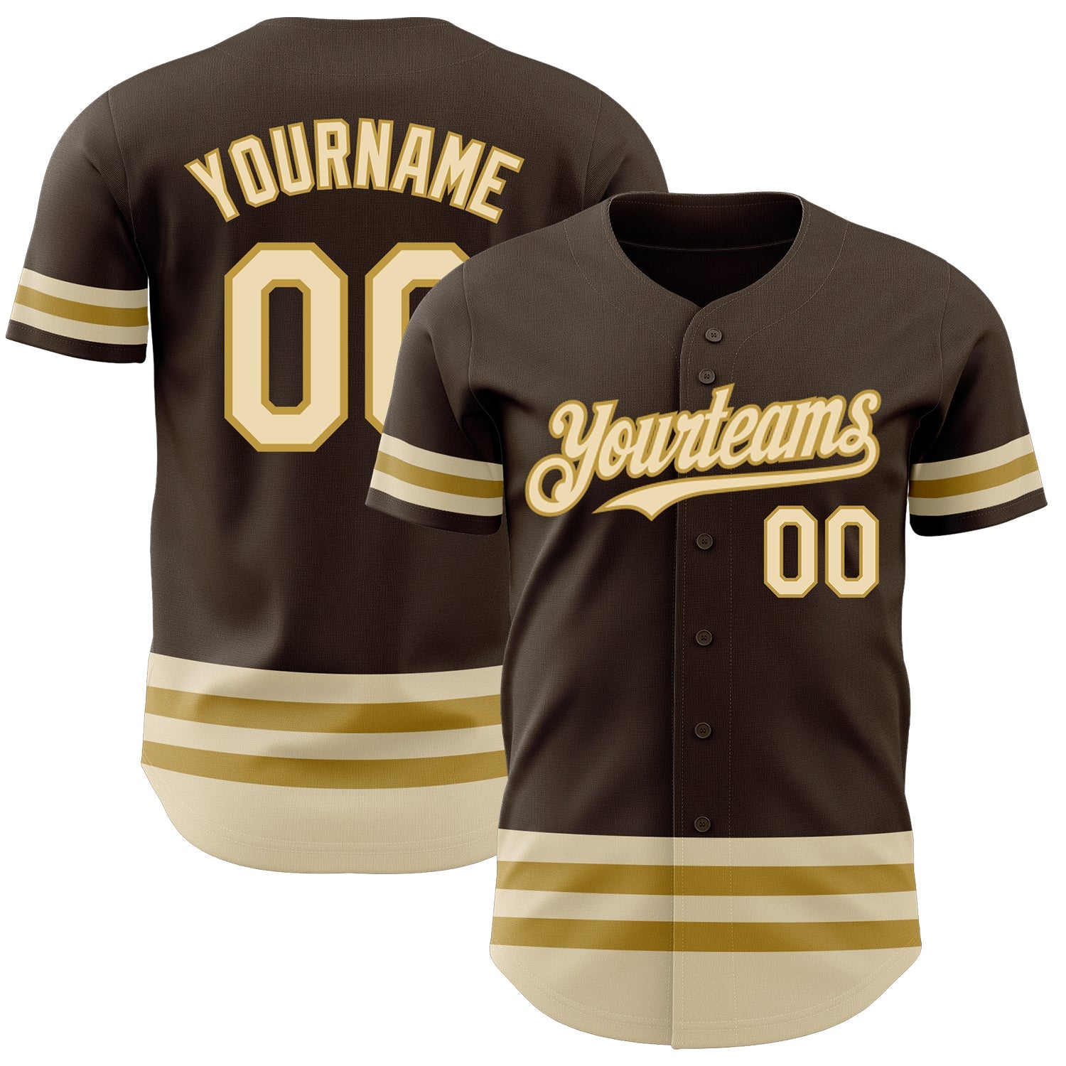 Custom Brown Cream-Old Gold Line Authentic Baseball Jersey - Sky-Custom