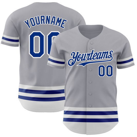 Custom Gray Royal-White Line Authentic Baseball Jersey - Sky-Custom