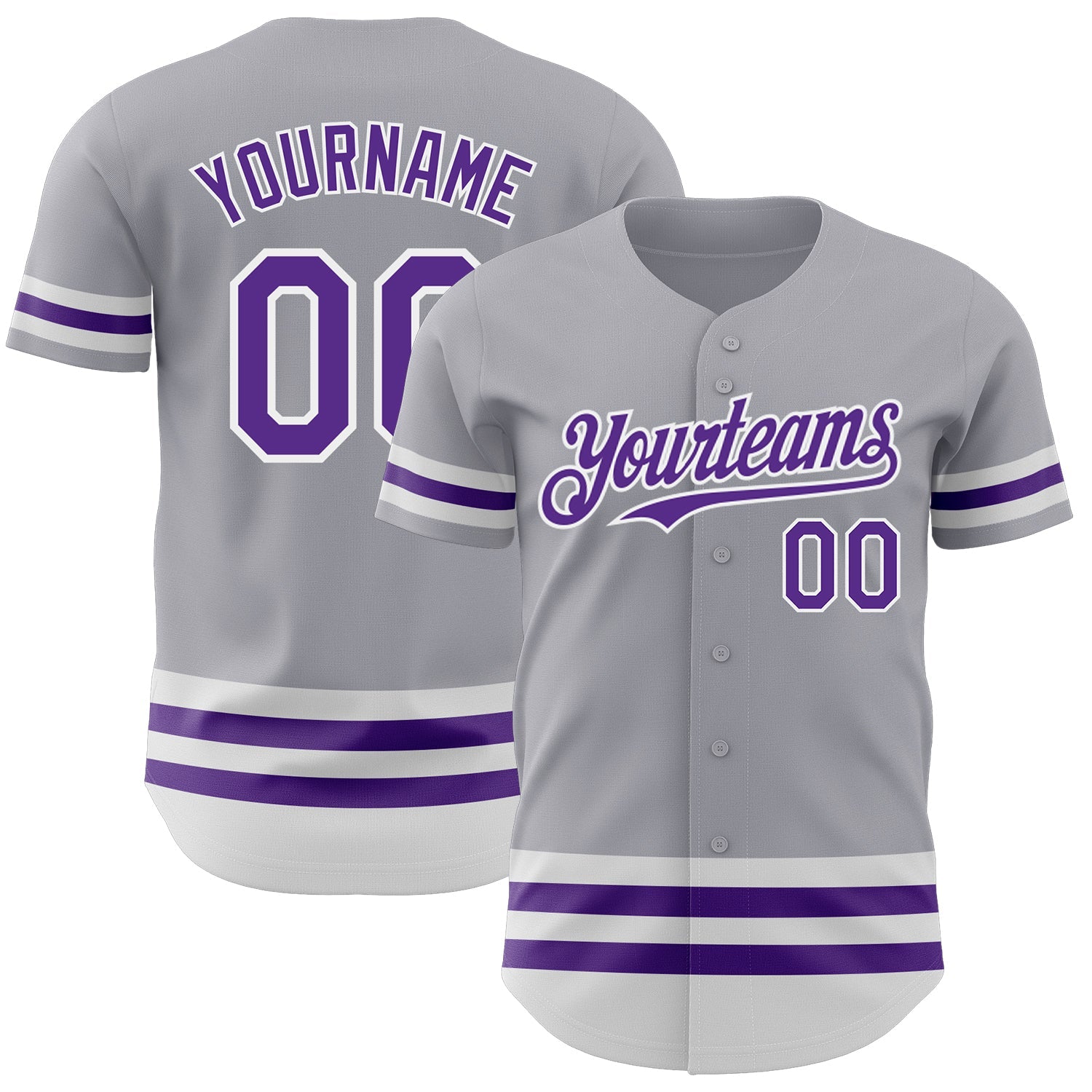 Custom Gray Purple-White Line Authentic Baseball Jersey - Sky-Custom