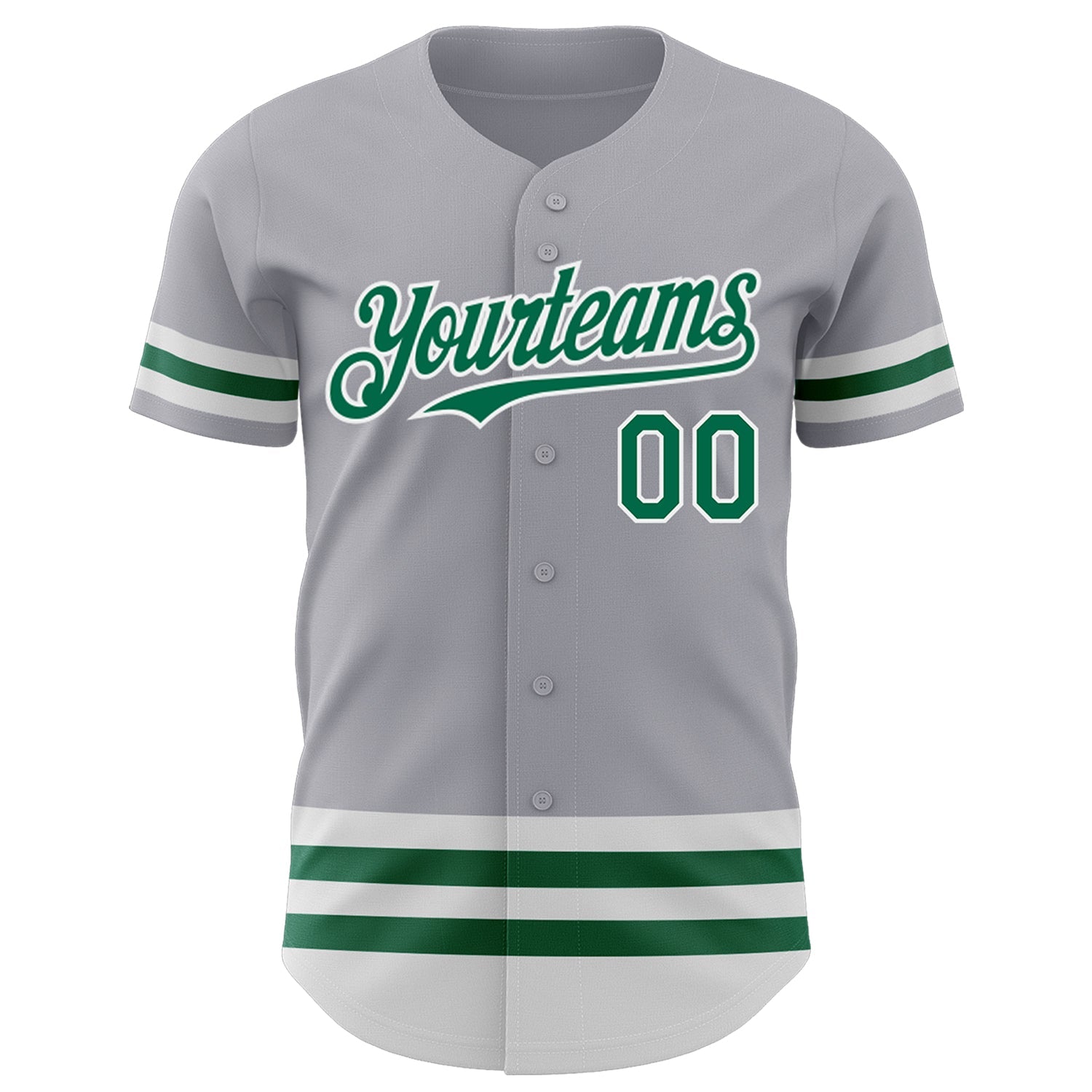 Custom Gray Kelly Green-White Line Authentic Baseball Jersey - Sky-Custom