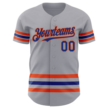 Custom Gray Royal-Orange Line Authentic Baseball Jersey - Sky-Custom