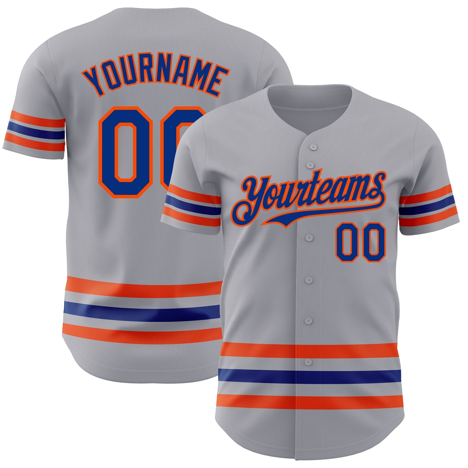Custom Gray Royal-Orange Line Authentic Baseball Jersey - Sky-Custom