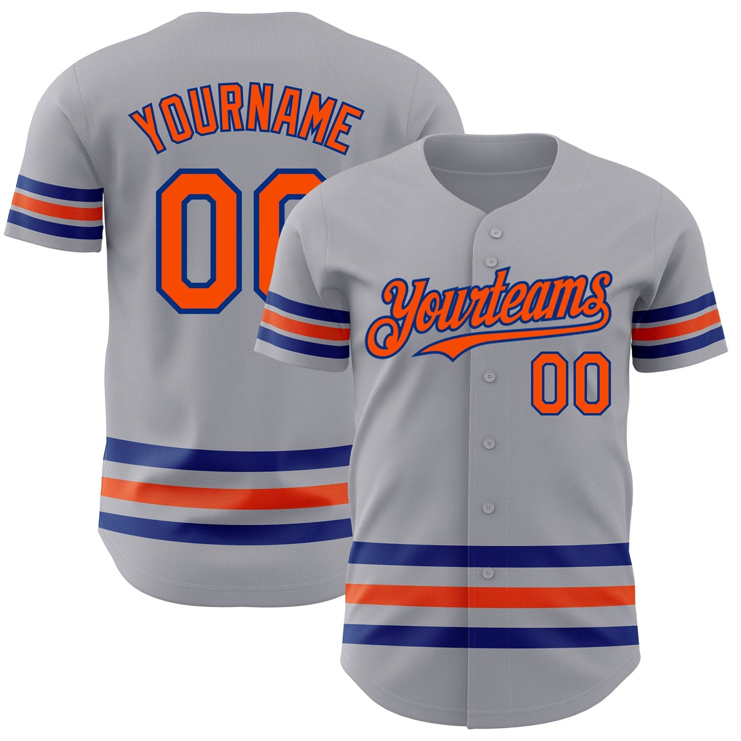 Custom Gray Orange-Royal Line Authentic Baseball Jersey - Sky-Custom