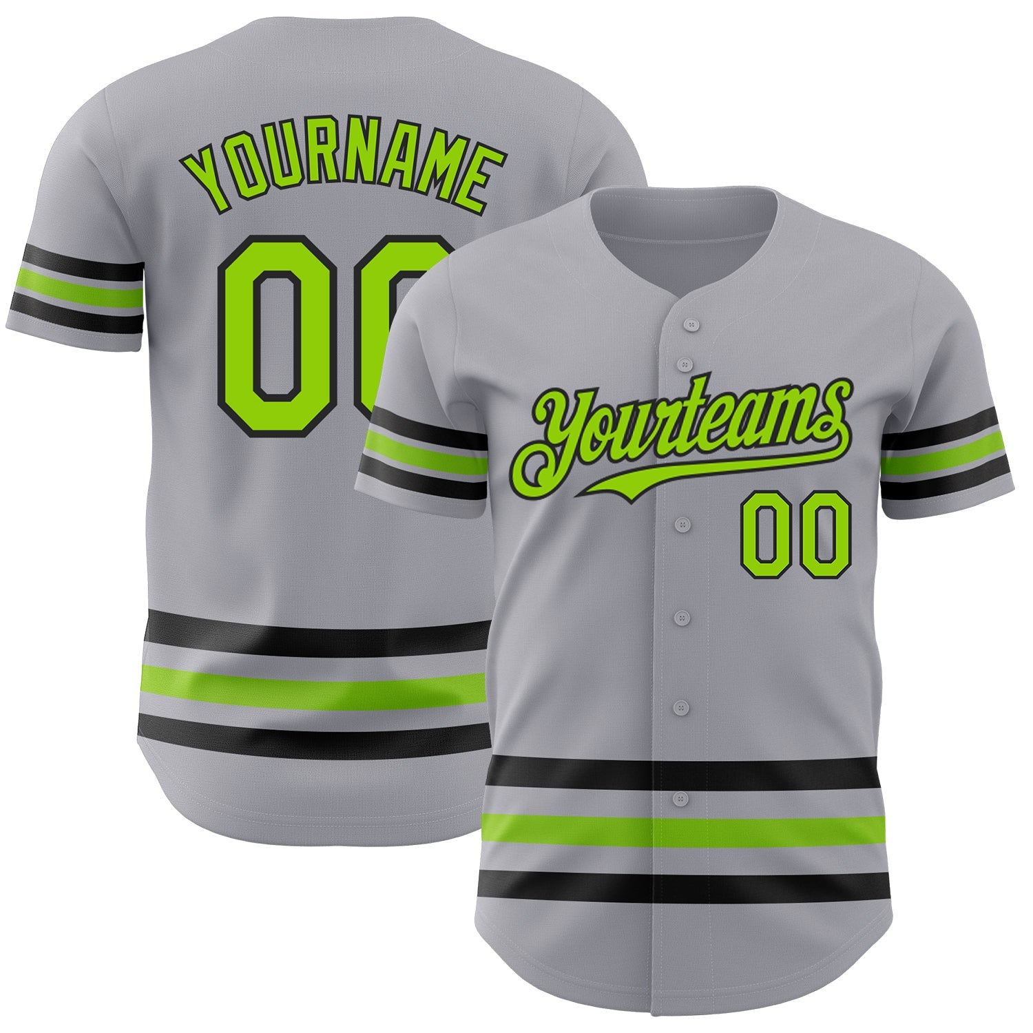 Custom Gray Neon Green-Black Line Authentic Baseball Jersey - Sky-Custom