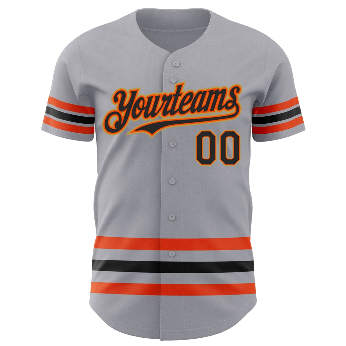 Custom Gray Black Orange-Old Gold Line Authentic Baseball Jersey - Sky-Custom