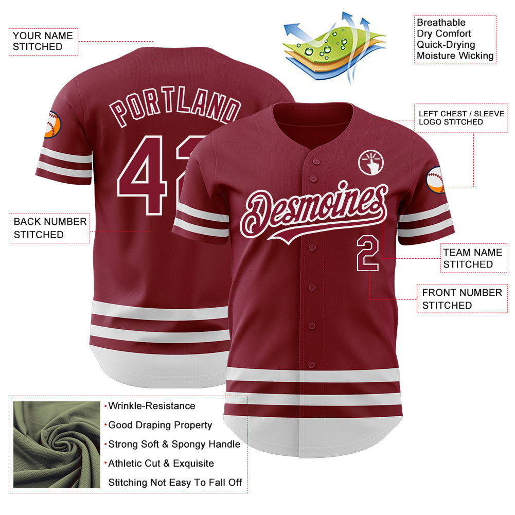 Custom Crimson White Line Authentic Baseball Jersey - Sky-Custom