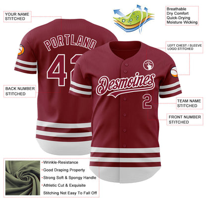 Custom Crimson White Line Authentic Baseball Jersey - Sky-Custom