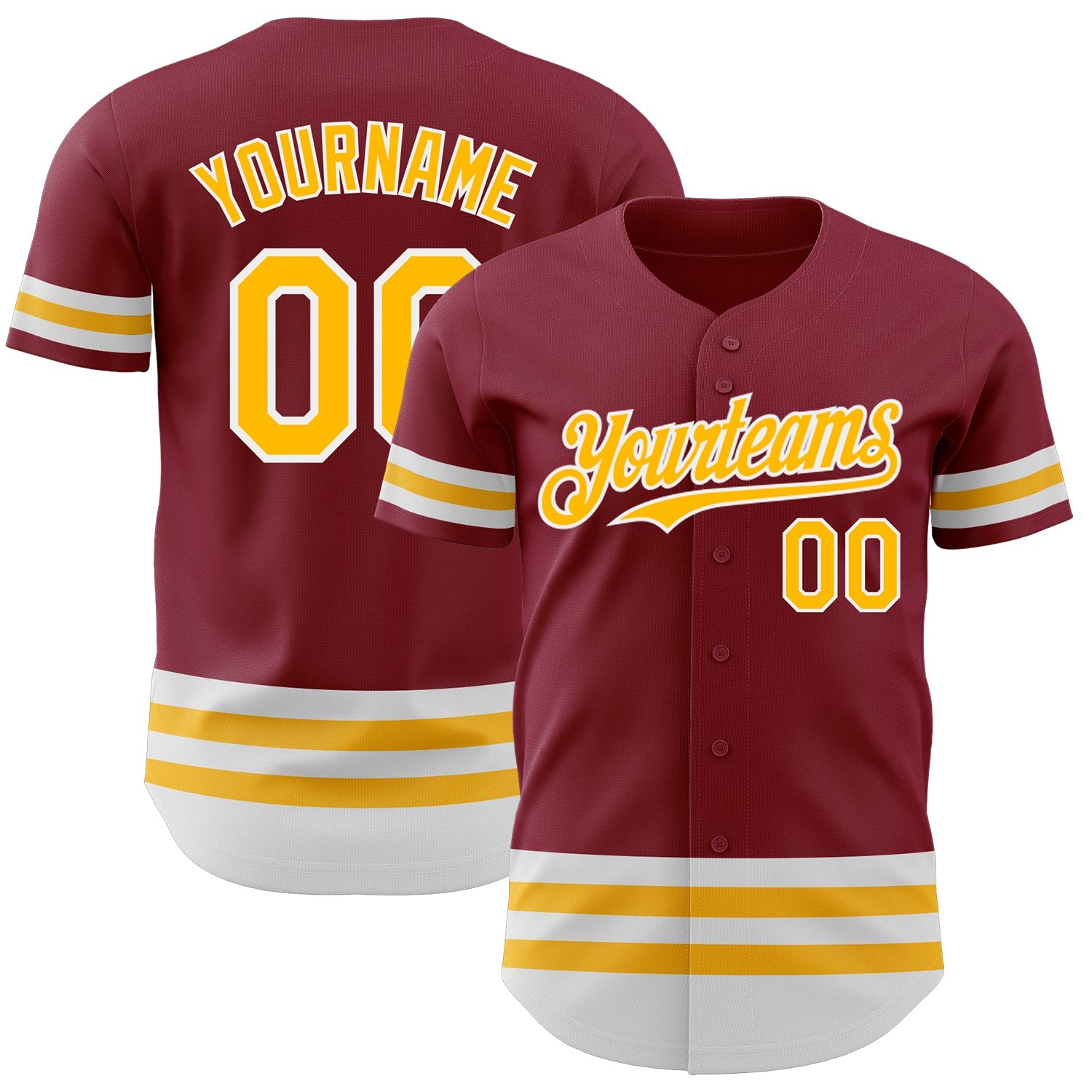 Custom Crimson Gold-White Line Authentic Baseball Jersey - Sky-Custom
