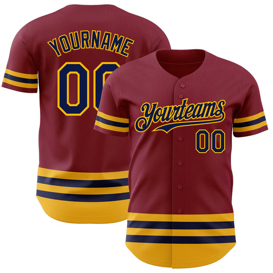 Custom Crimson Navy-Gold Line Authentic Baseball Jersey - Sky-Custom