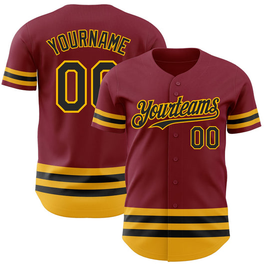 Custom Crimson Black-Gold Line Authentic Baseball Jersey - Sky-Custom