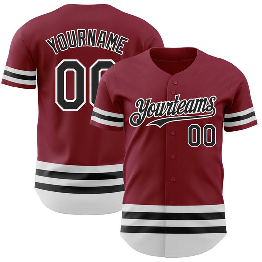 Custom Crimson Black-White Line Authentic Baseball Jersey - Sky-Custom