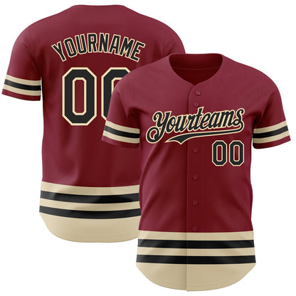 Custom Crimson Black-Cream Line Authentic Baseball Jersey - Sky-Custom