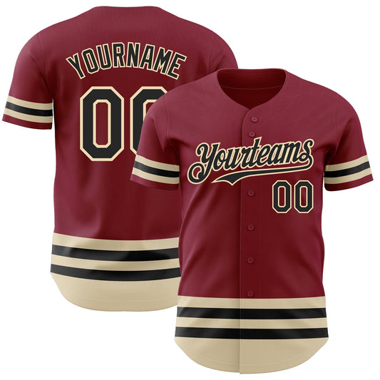 Custom Crimson Black-Cream Line Authentic Baseball Jersey - Sky-Custom