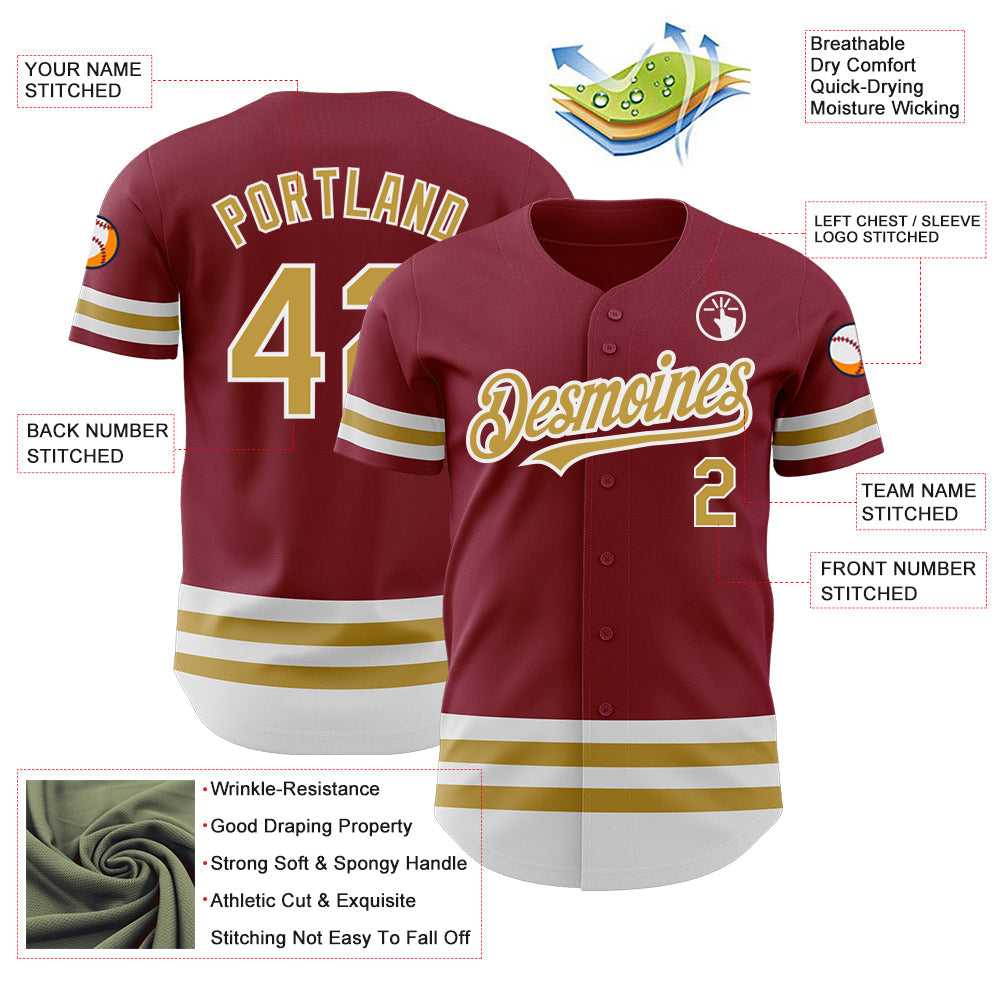 Custom Crimson Old Gold-White Line Authentic Baseball Jersey - Sky-Custom