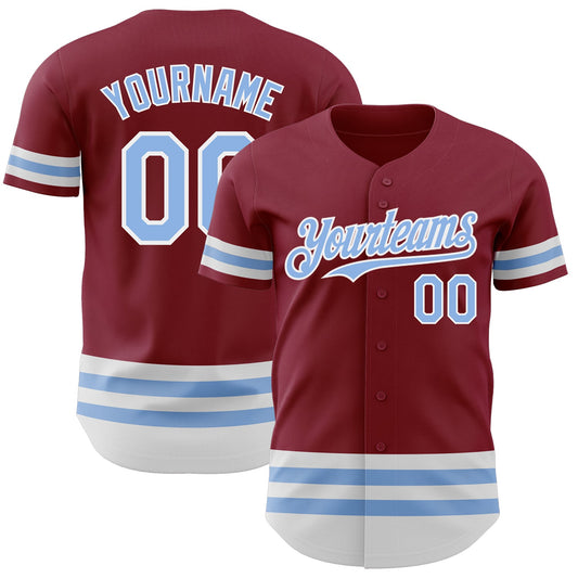 Custom Crimson Light Blue-White Line Authentic Baseball Jersey - Sky-Custom