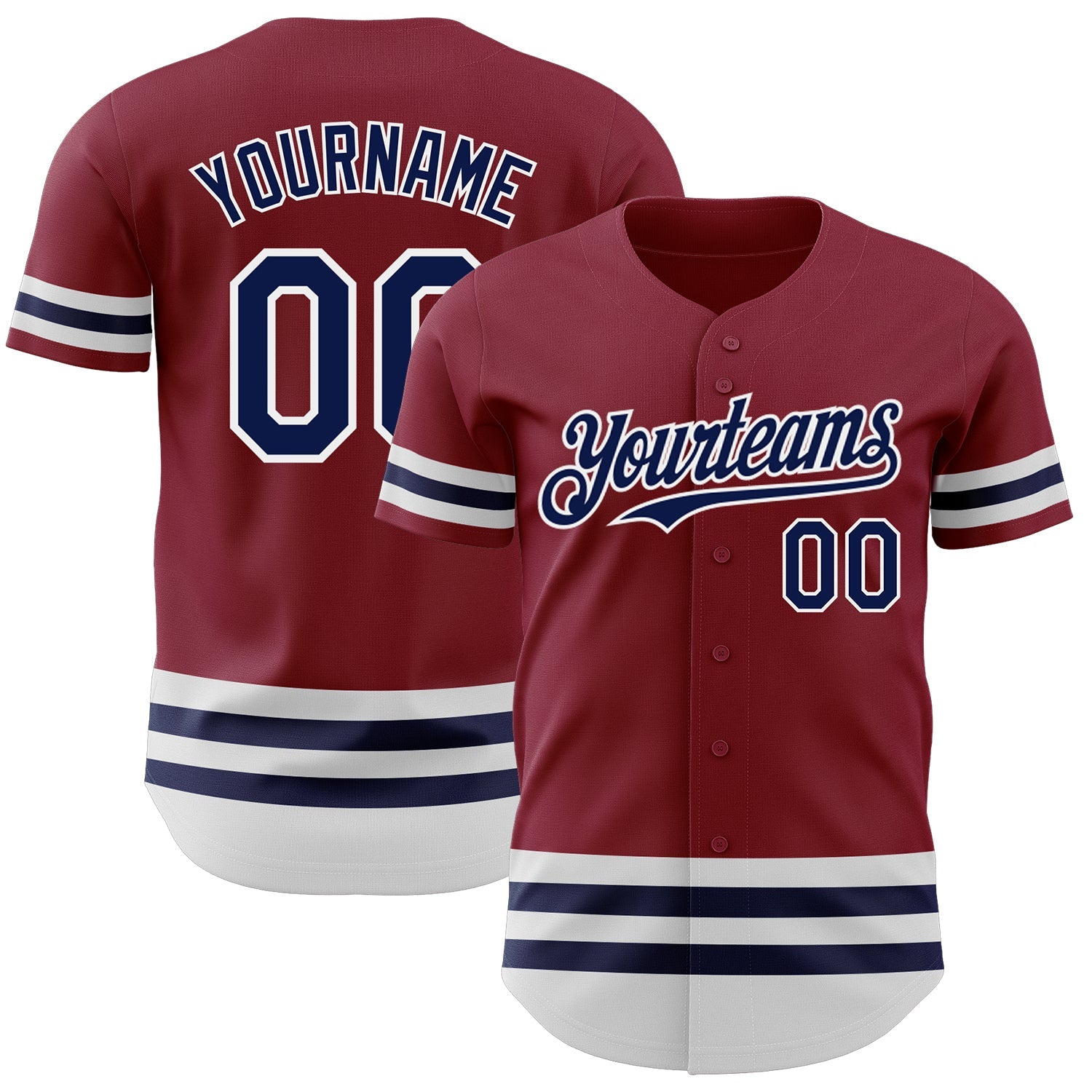 Custom Crimson Navy-White Line Authentic Baseball Jersey - Sky-Custom