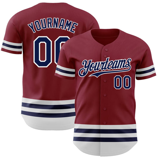 Custom Crimson Navy-White Line Authentic Baseball Jersey - Sky-Custom