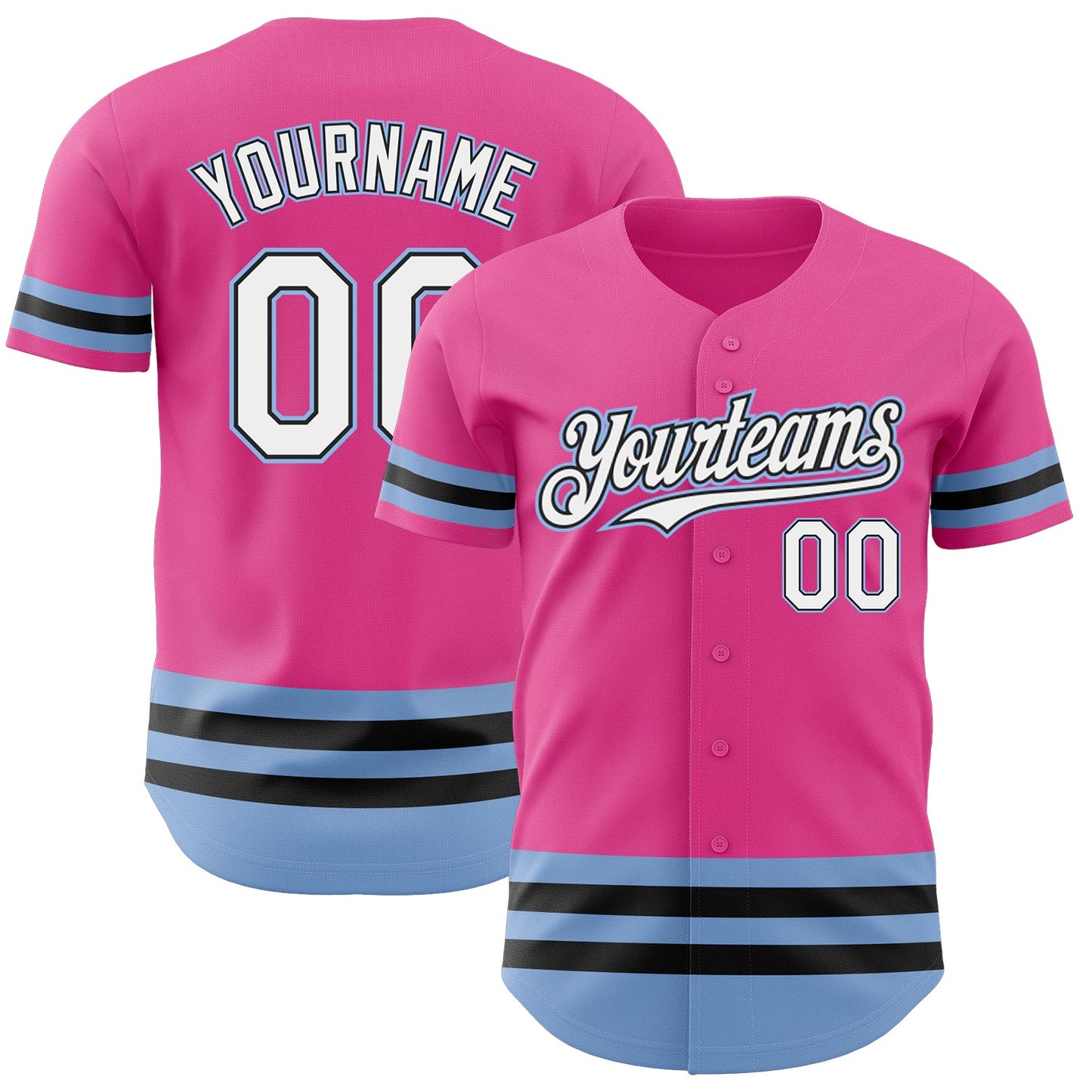 Custom Pink Black-Light Blue Line Authentic Baseball Jersey - Sky-Custom