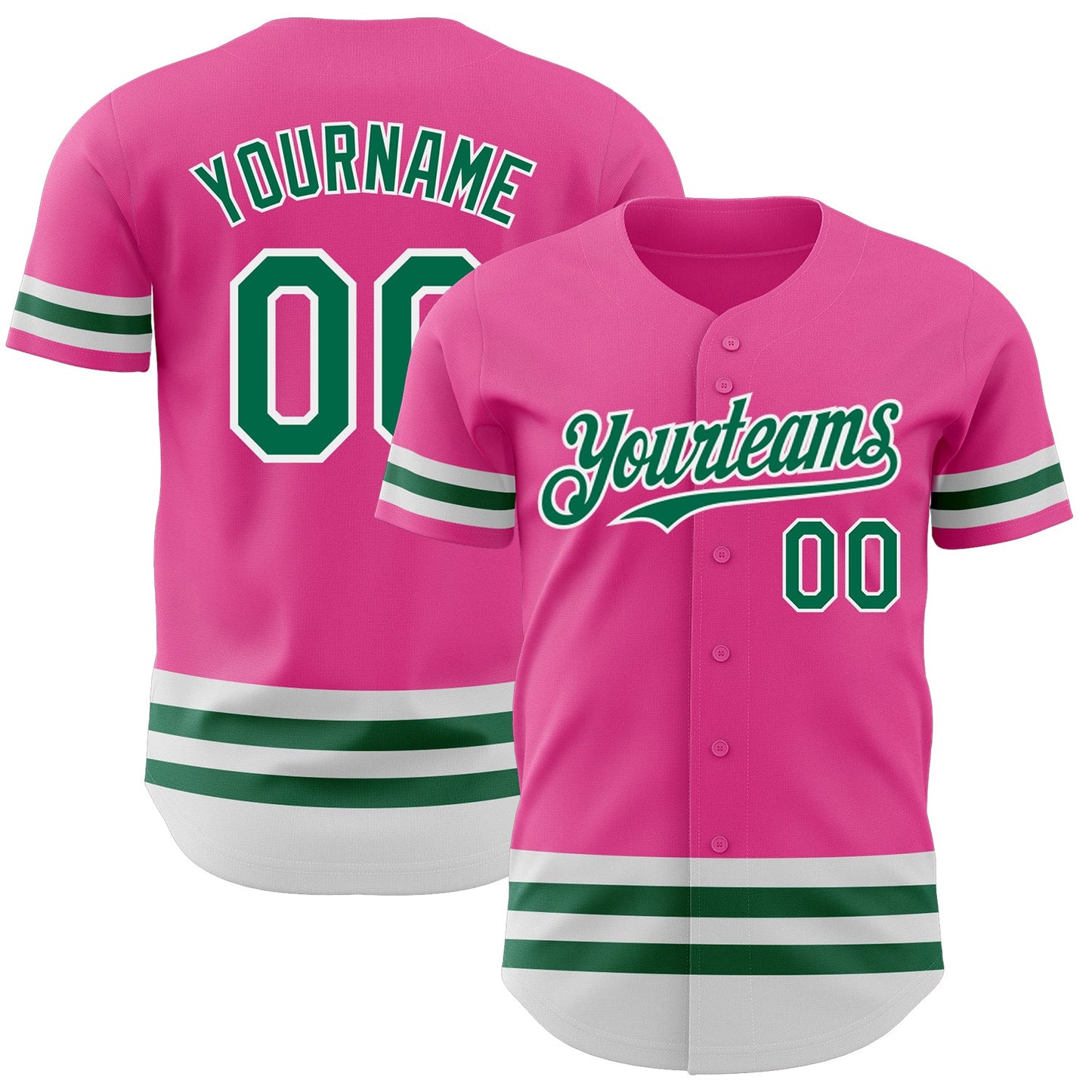 Custom Pink Kelly Green-White Line Authentic Baseball Jersey - Sky-Custom