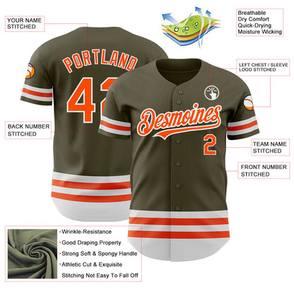 Custom Olive Orange-White Line Authentic Salute To Service Baseball Jersey - Sky-Custom