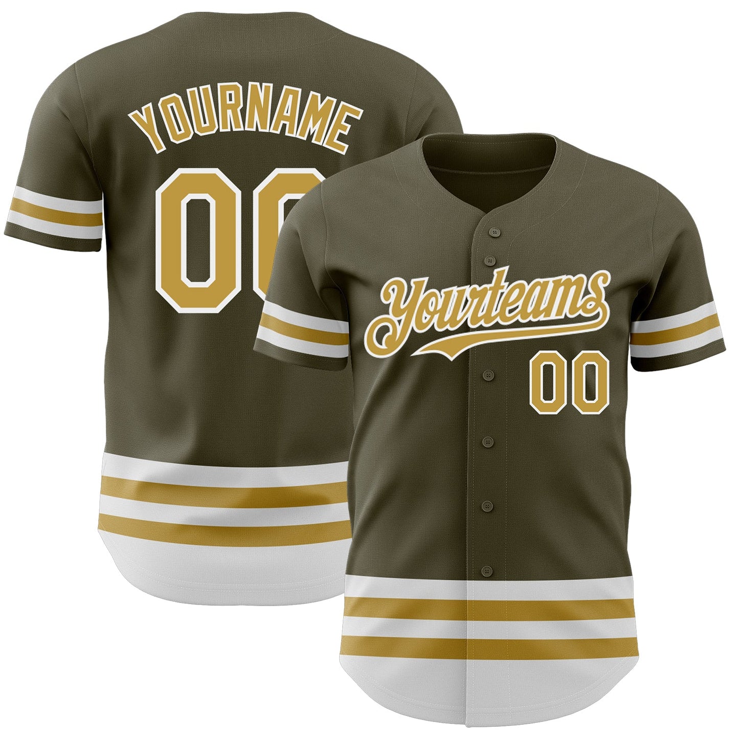Custom Olive Old Gold-White Line Authentic Salute To Service Baseball Jersey - Sky-Custom