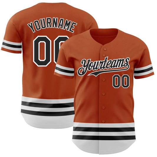 Custom Texas Orange Black-White Line Authentic Baseball Jersey - Sky-Custom