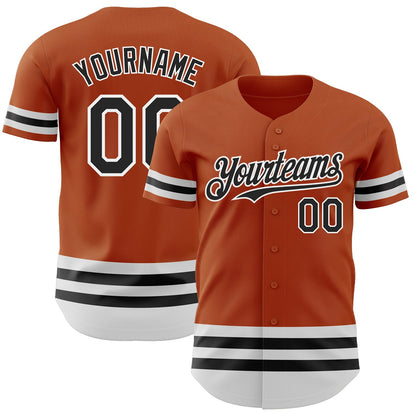 Custom Texas Orange Black-White Line Authentic Baseball Jersey - Sky-Custom
