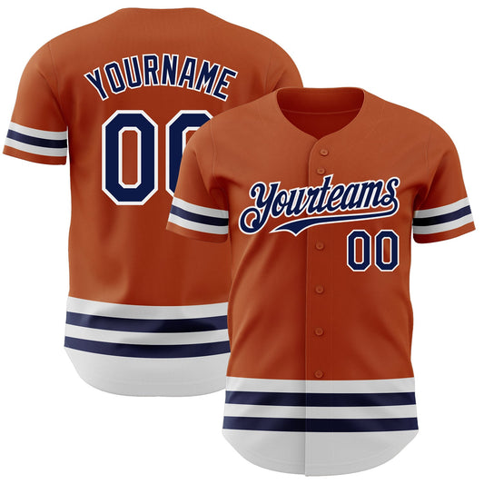 Custom Texas Orange Navy-White Line Authentic Baseball Jersey - Sky-Custom