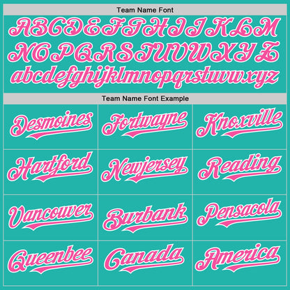 Custom Aqua Pink-White Line Authentic Baseball Jersey - Sky-Custom